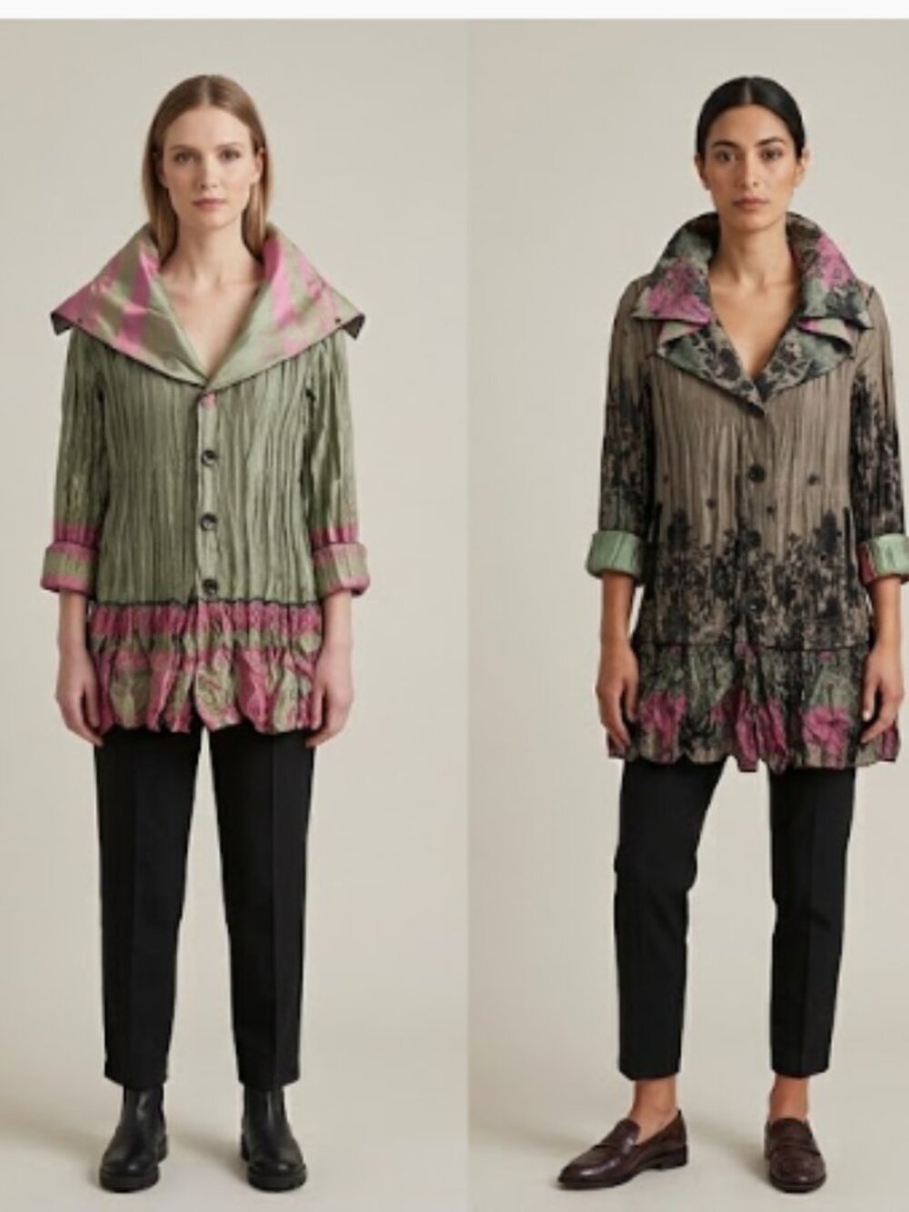 UBU 8-in-1 Reversible Convertible Tunic Jacket Bronze Green Pink Black Boho S